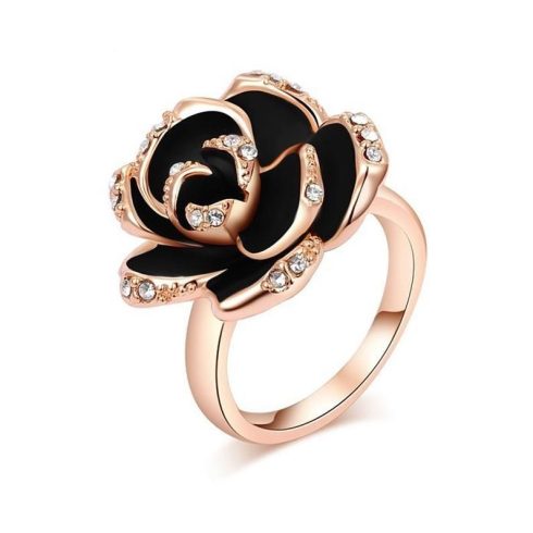 Virág alakú gyűrű, aranyozott kristálycirkonnal